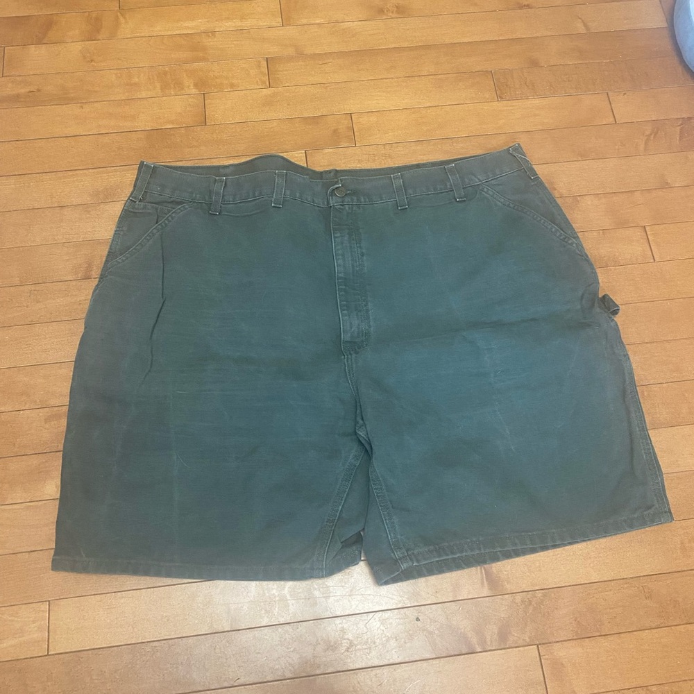 Men's Vintage Carhartt Size 46 Army Green Cargo Shorts 100% Cotton Durable